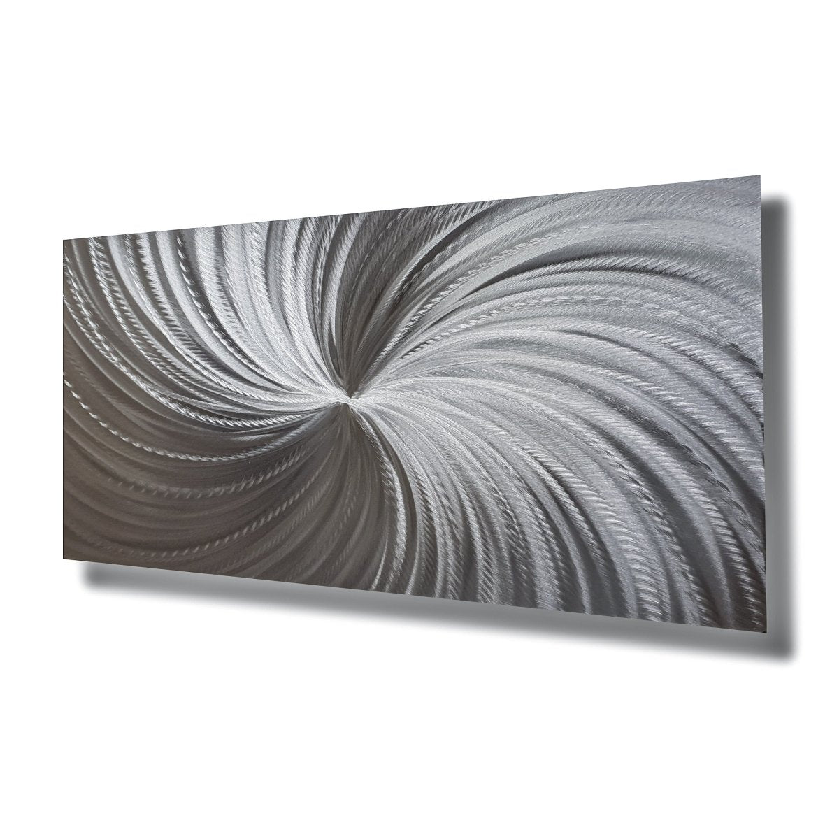 Silver Spiral Metal Wall Art | Large Modern Abstract Sculpture | Handmade Artwork - Modern Elements Metal Art - MYKG930D