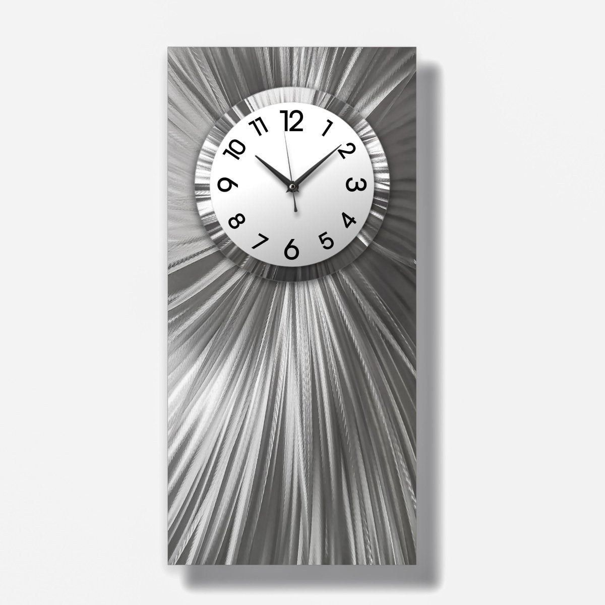 Silver & White Large Metal Wall Clock – Unique Rectangular Sculpture & Modern Home Art Gift - Modern Elements Metal Art - ME0845262