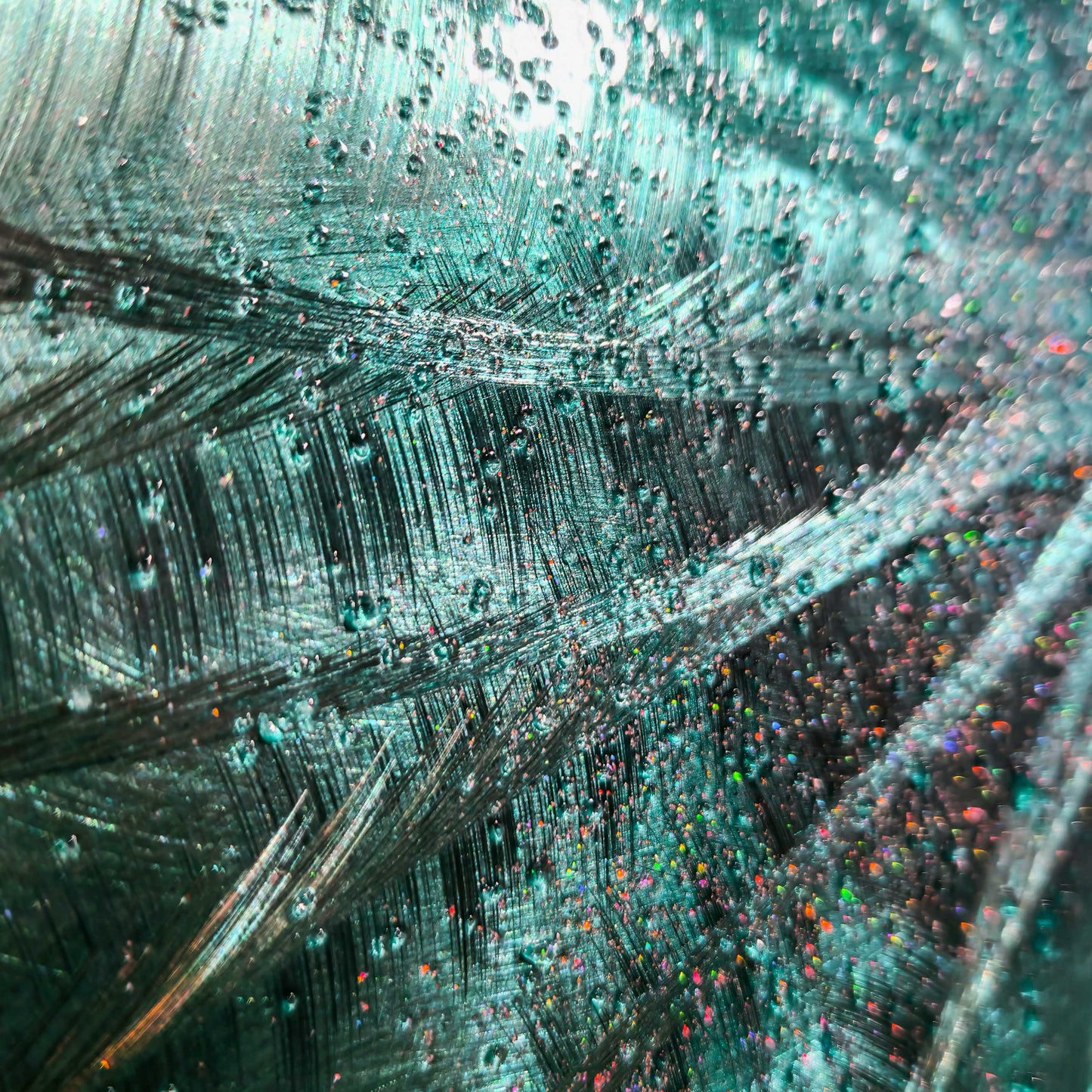 Teal Metal Wall Art Infused Cushed Glass - Titled "Atomique" Limited Edition - Modern Elements Metal Art - ME965HK