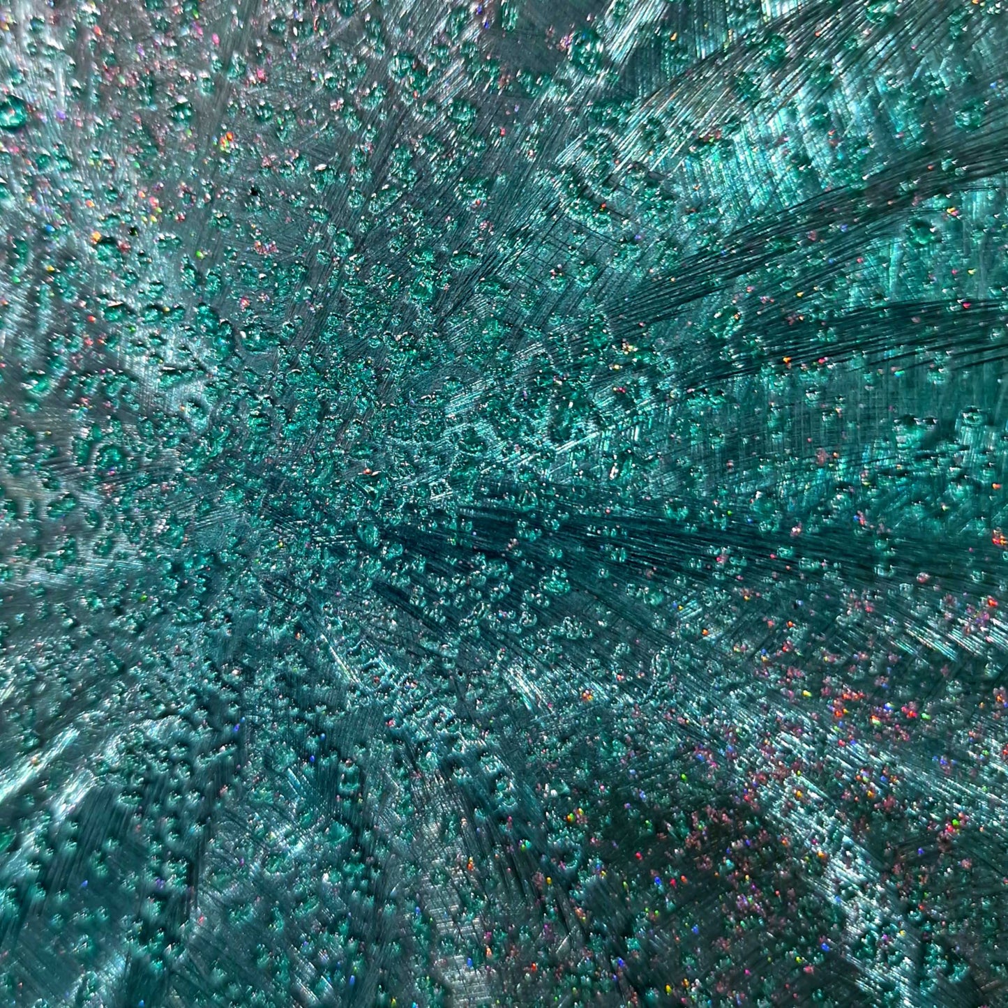Teal Metal Wall Art Infused Cushed Glass - Titled "Atomique" Limited Edition - Modern Elements Metal Art - ME965HK