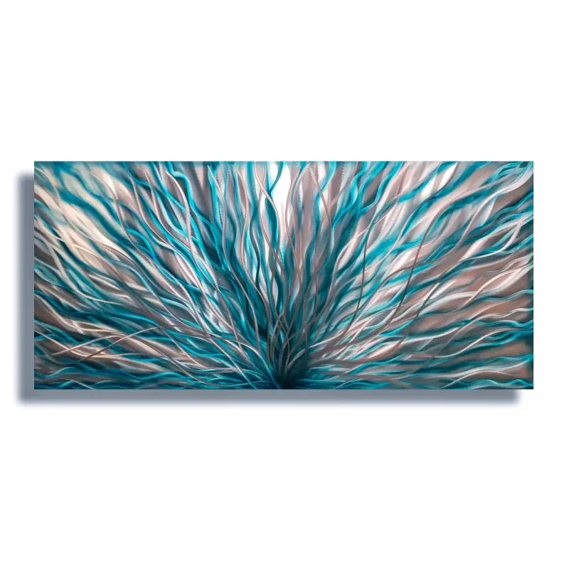 Teal Metal Wall Art Titled "InBloom" - Modern Elements Metal Art