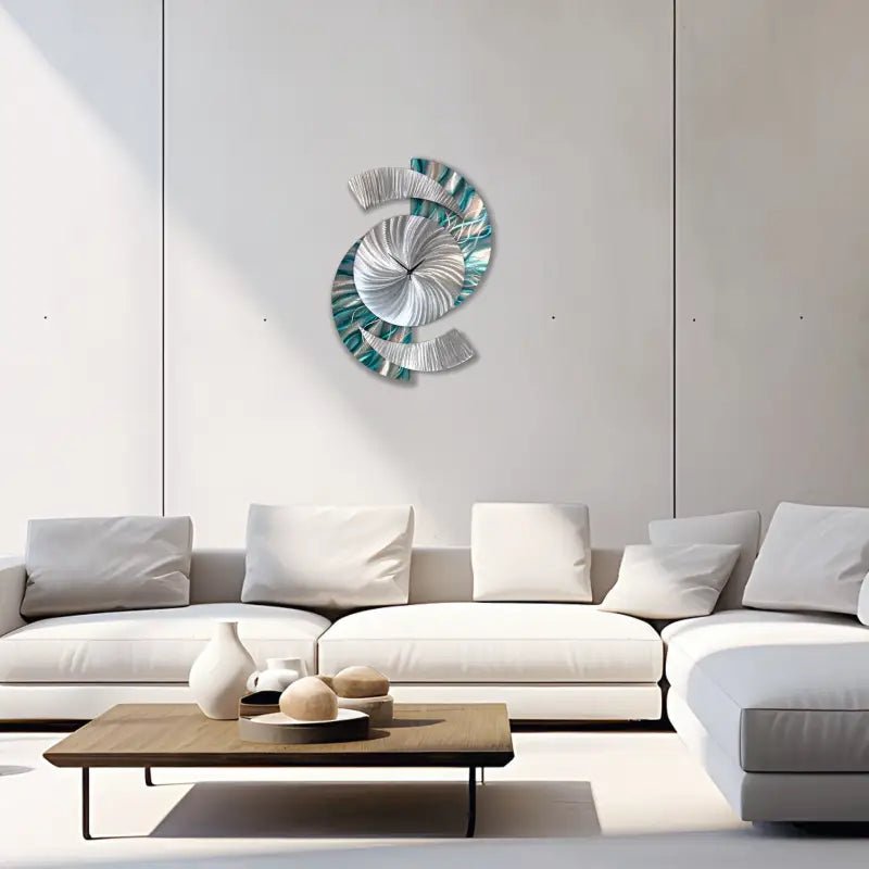 Teal Metal Wall Clock - Stylish Large Modern Sculpture for Unique Decor - Modern Elements Metal Art - ME928298X