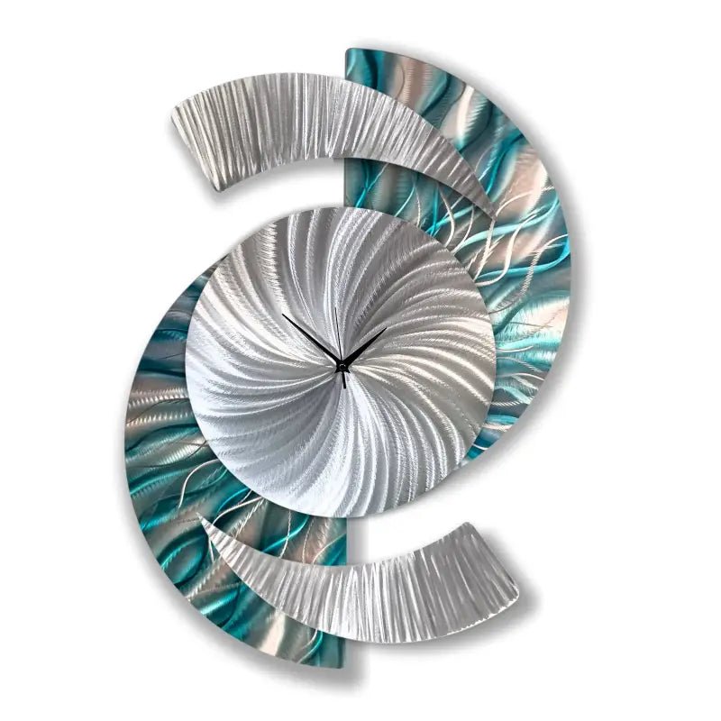 Teal Metal Wall Clock - Stylish Large Modern Sculpture for Unique Decor - Modern Elements Metal Art - ME928298X
