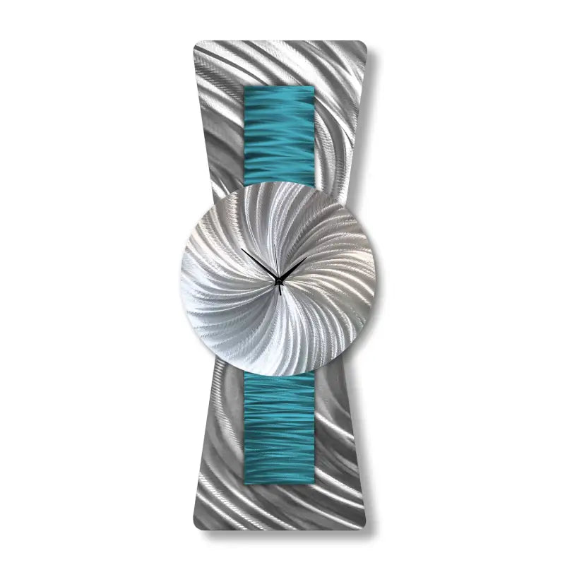 Teal Wall Clock Large Unique Clocks Metal Modern Elements Art