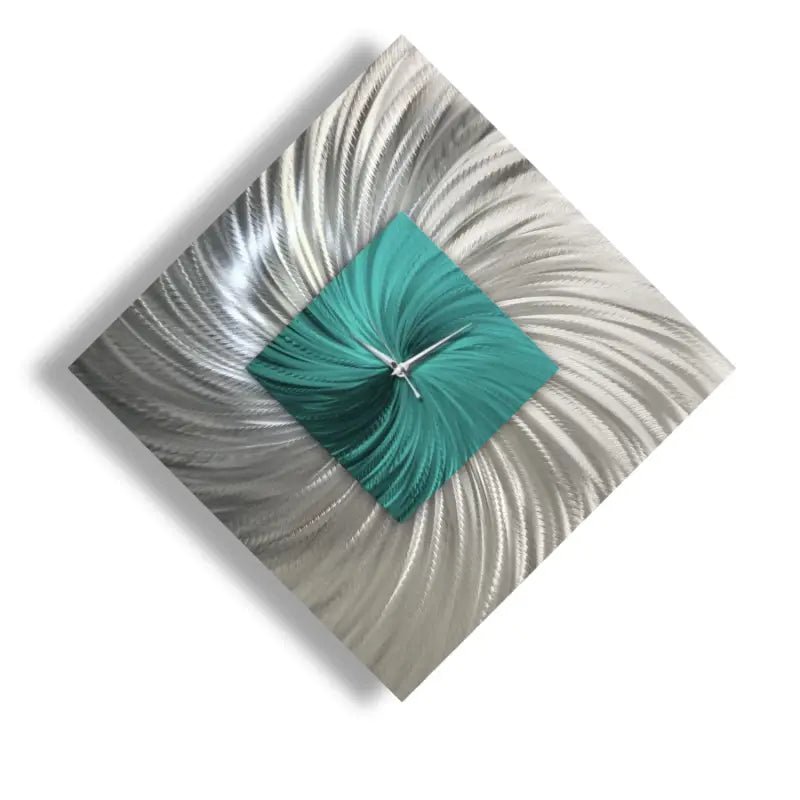 Teal Wall Clock Titled ''Tealo'' - Modern Elements Metal Art - INV2828272