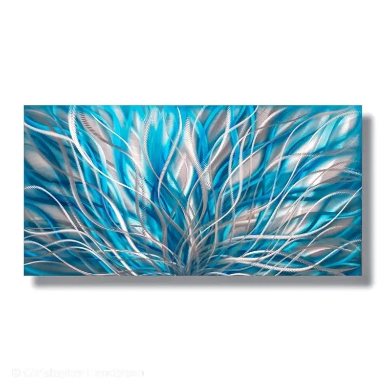 Turquoise Wall Painting Titled "InBloom" - Modern Elements Metal Art - ME965HK - 2