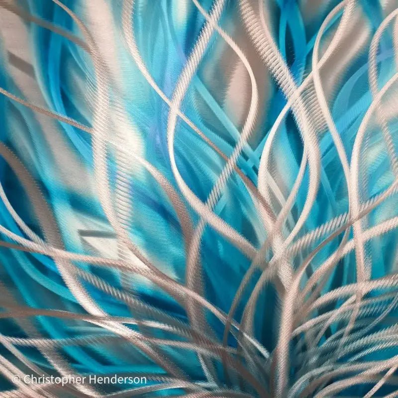 Turquoise Wall Painting Titled "InBloom" - Modern Elements Metal Art - ME965HK - 2