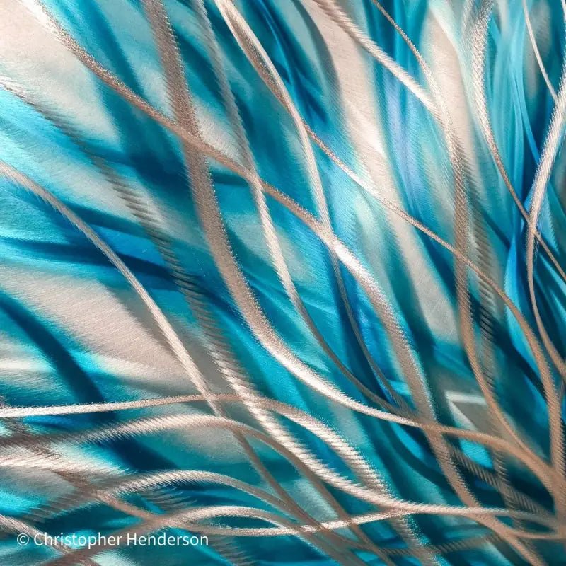 Turquoise Wall Painting Titled "InBloom" - Modern Elements Metal Art - ME965HK - 2