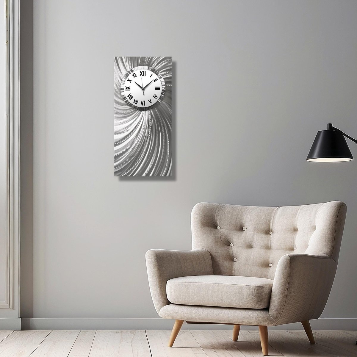 Unique Rectangular Silver Wall Clock – Modern Art Sculpture & Perfect Home Gift - Modern Elements Metal Art - ME0845260