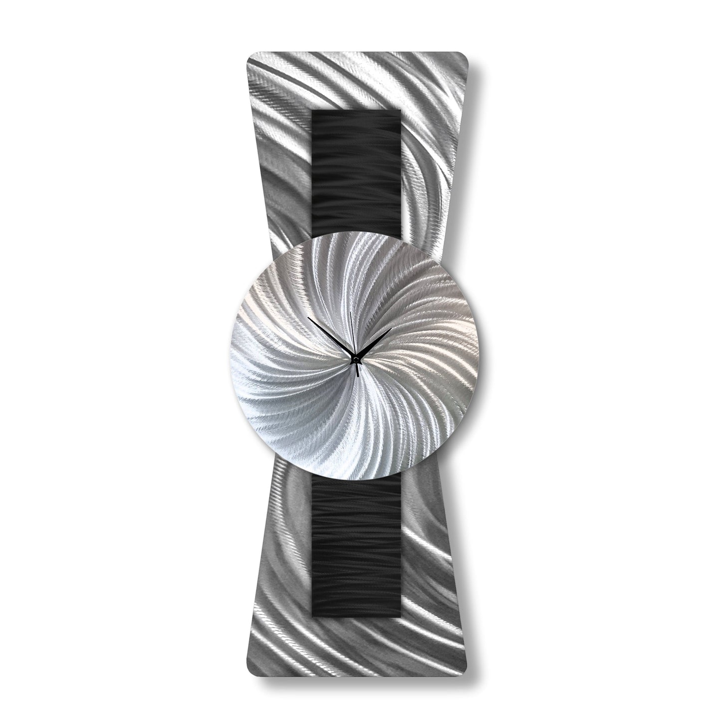 Unique Silver Black Metal Wall Clock Titled Twilight - Modern Elements Metal Art - ME962728K_1