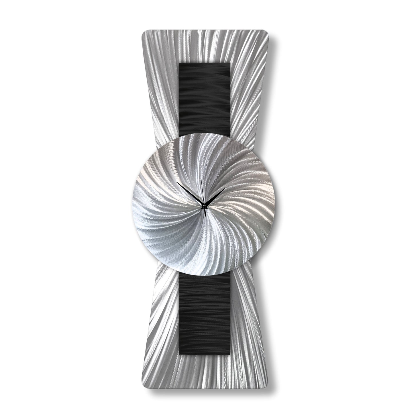 Unique Silver Black Metal Wall Clock Titled Twilight - Modern Elements Metal Art - ME962728K