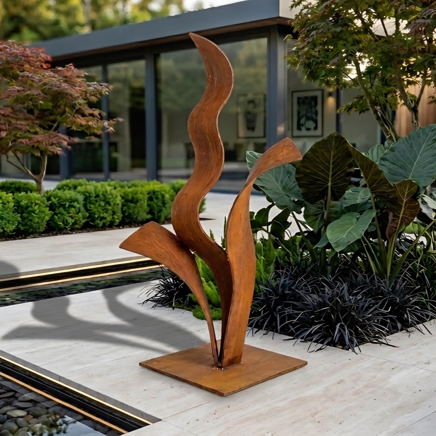 Rustic Metal Plant Sculpture Titled Florez
