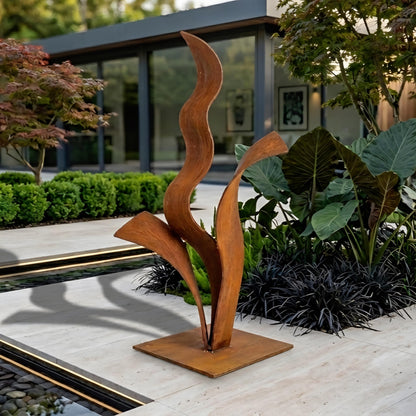 Rustic Metal Plant Sculpture Titled Florez