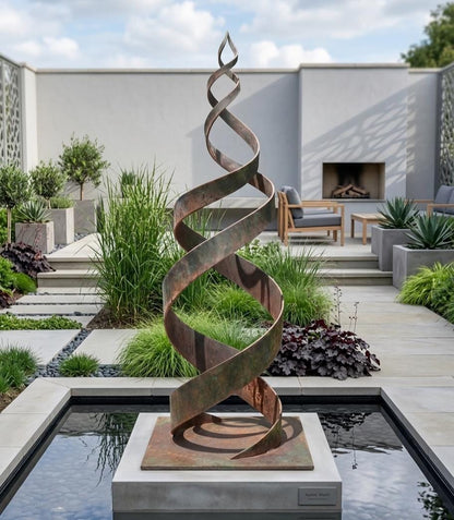 Garden Metal Sculpture with Rust Patina