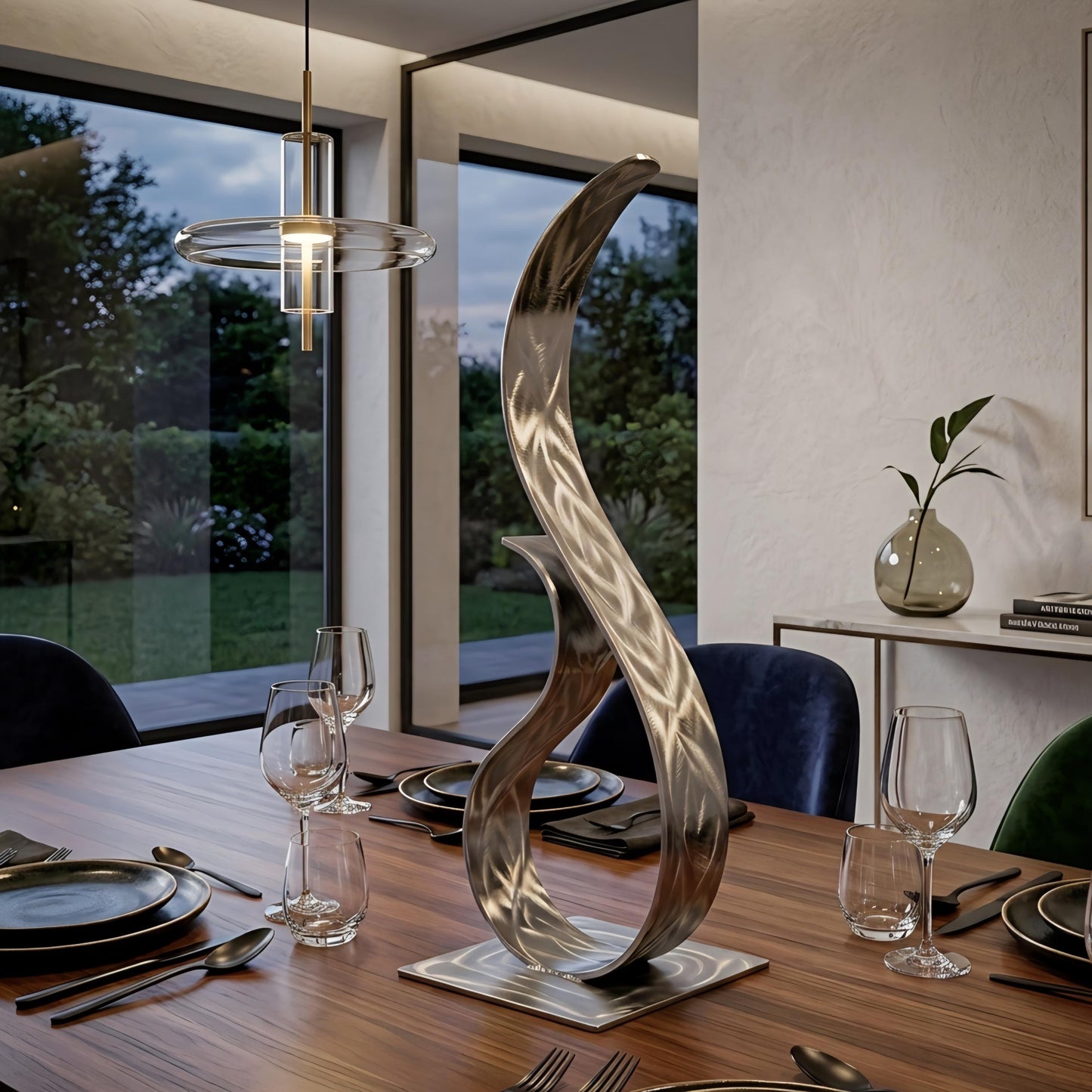 Modern Metal Sculpture in Silver: Wish