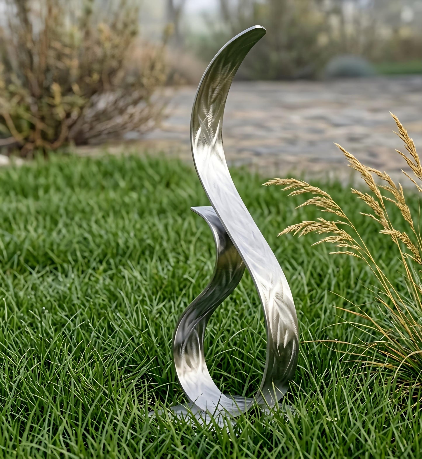 Modern Metal Sculpture in Silver: Wish