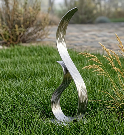 Modern Metal Sculpture in Silver: Wish
