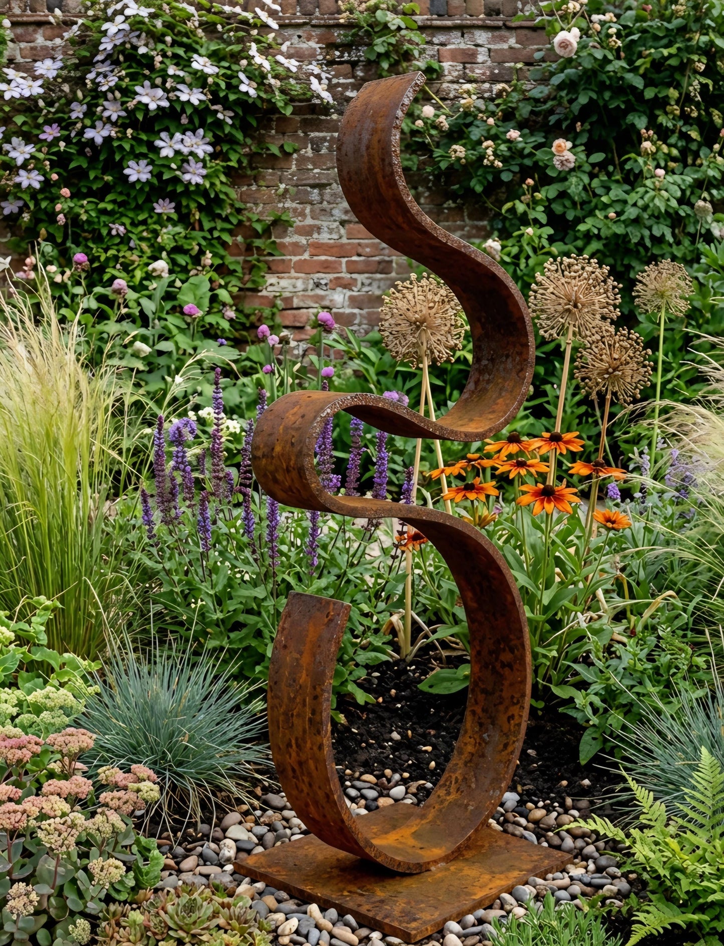 Garden Sculpture: Rustic Metal Art Abstract Decor for Ourdoors