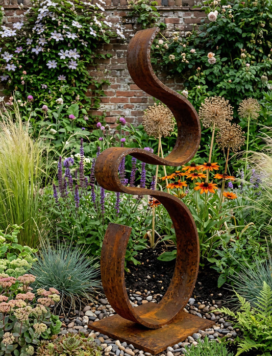 Garden Sculpture: Rustic Metal Art Abstract Decor for Ourdoors