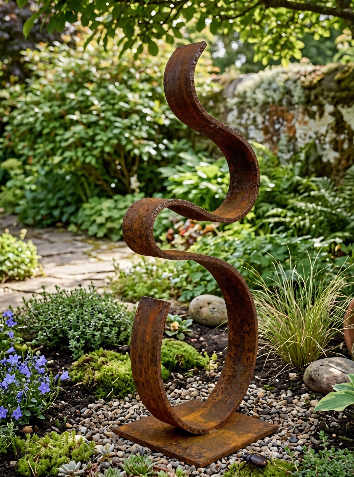 Garden Sculpture: Rustic Metal Art Abstract Decor for Ourdoors
