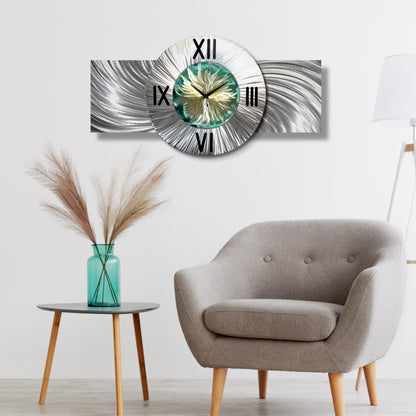 Flower Large Wall Clock Titled Sterling Bloom