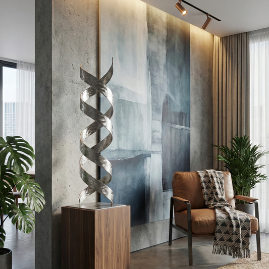 Abstract Metal Sculpture: Modern Art Titled Helixipy