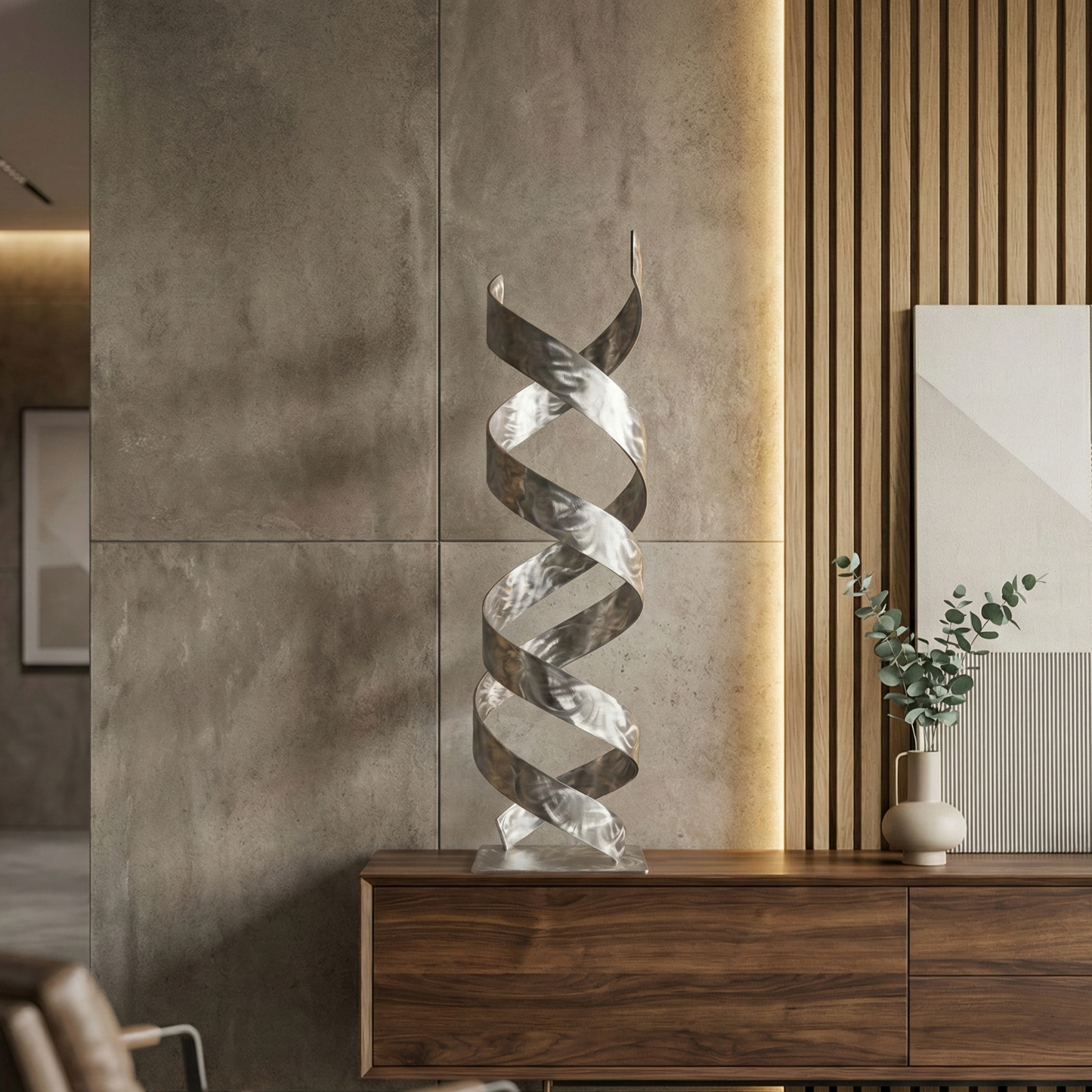 Abstract Metal Sculpture: Modern Art Titled Helixipy