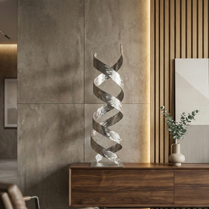 Abstract Metal Sculpture: Modern Art Titled Helixipy