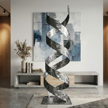 Abstract Metal Sculpture: Modern Art Titled Helixipy