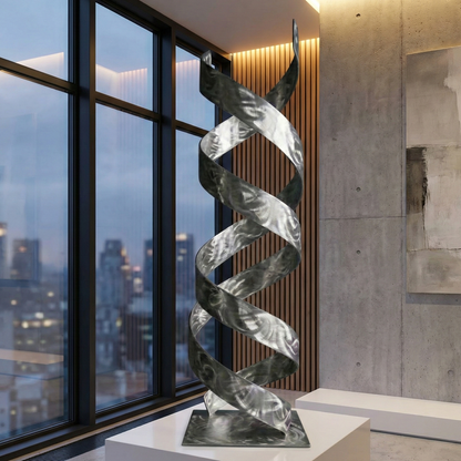 Abstract Metal Sculpture: Modern Art Titled Helixipy