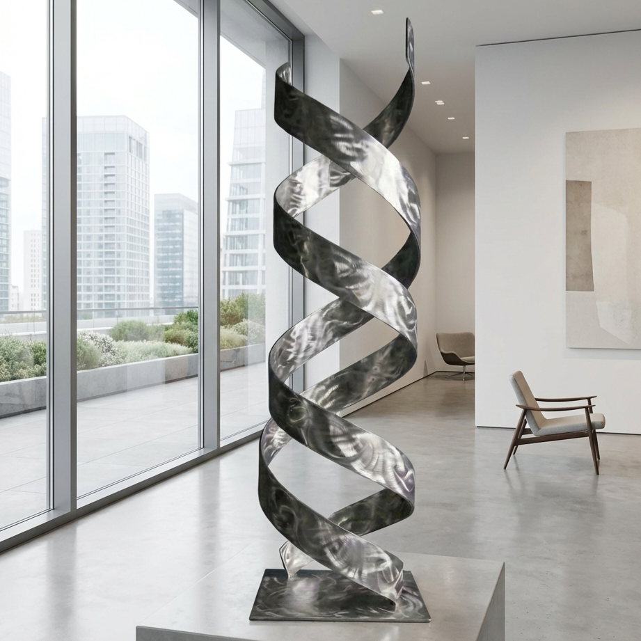 Abstract Metal Sculpture: Modern Art Titled Helixipy
