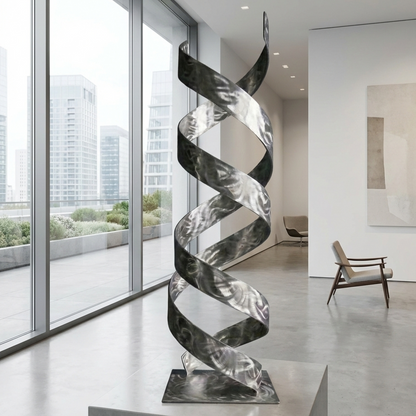Abstract Metal Sculpture: Modern Art Titled Helixipy