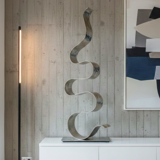 Abstract Metal Sculpture Titled Weaver