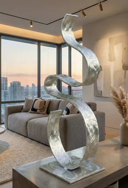 Abstract Metal Sculpture: Contemporary Art titled Swirv