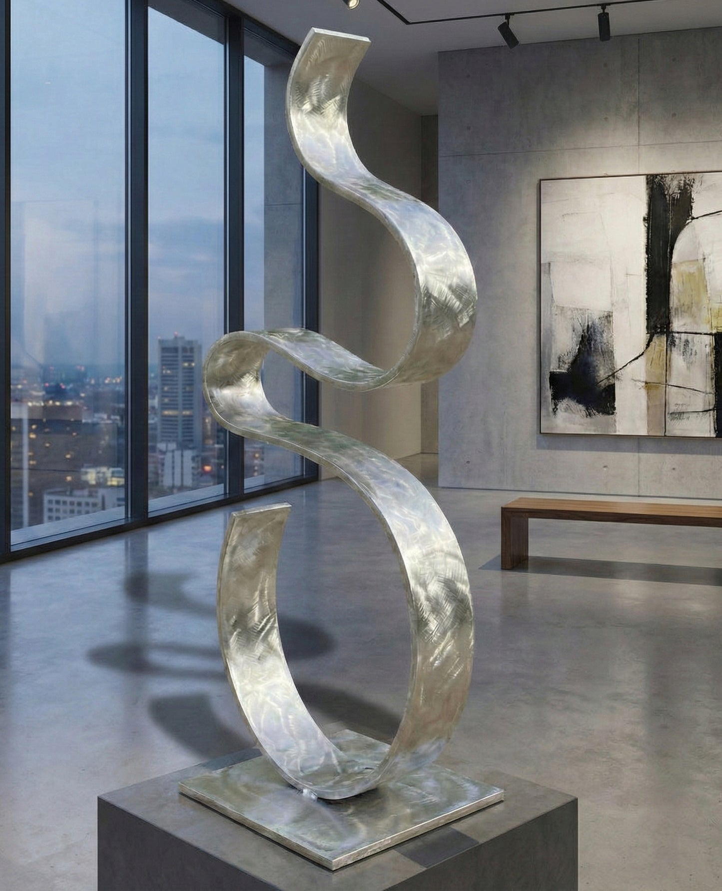 Abstract Metal Sculpture: Contemporary Art titled Swirv