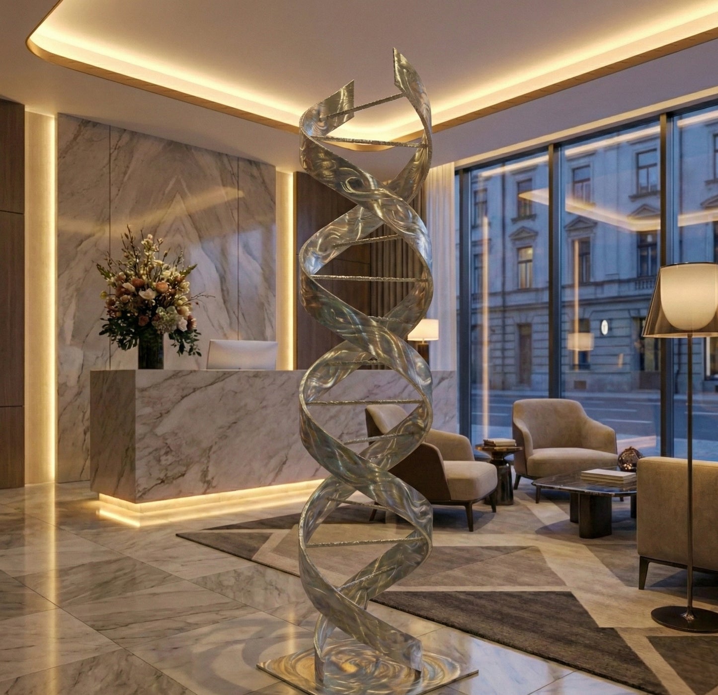 Abstract Metal Sculpture: Luxury Modern Art Titled Helixium