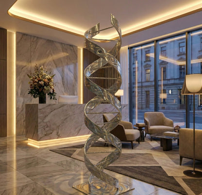 Abstract Metal Sculpture: Luxury Modern Art Titled Helixium