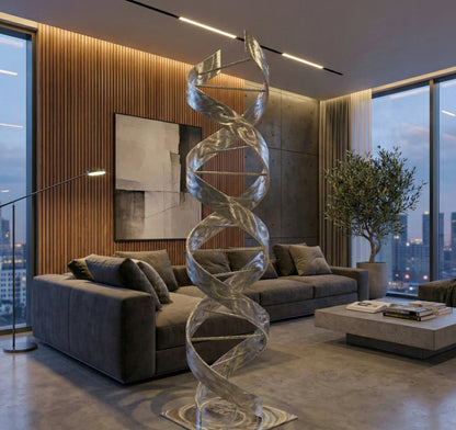 Abstract Metal Sculpture: Luxury Modern Art Titled Helixium