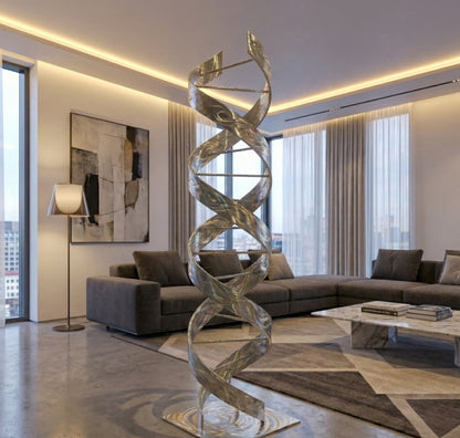 Abstract Metal Sculpture: Luxury Modern Art Titled Helixium