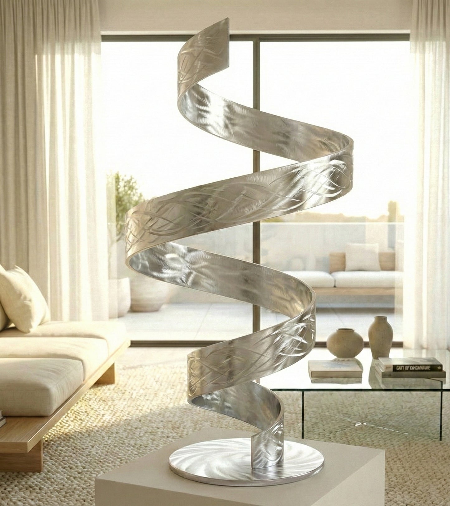 Abstract Sculpture: Luxury Metal Art Titled Twirl