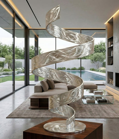 Abstract Sculpture: Luxury Metal Art Titled Twirl