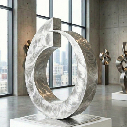 Modern Abstract Metal Loop Sculpture titled Juggernaut