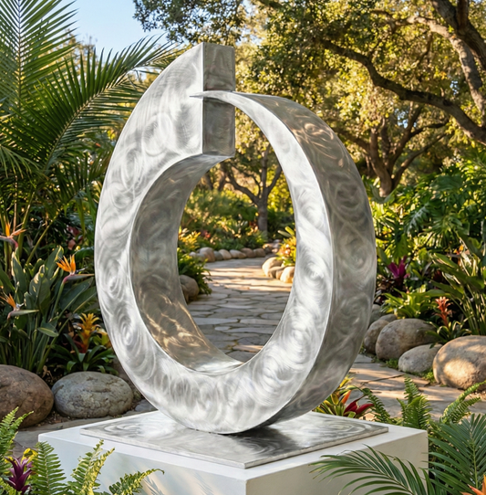 Modern Abstract Metal Loop Sculpture titled Juggernaut