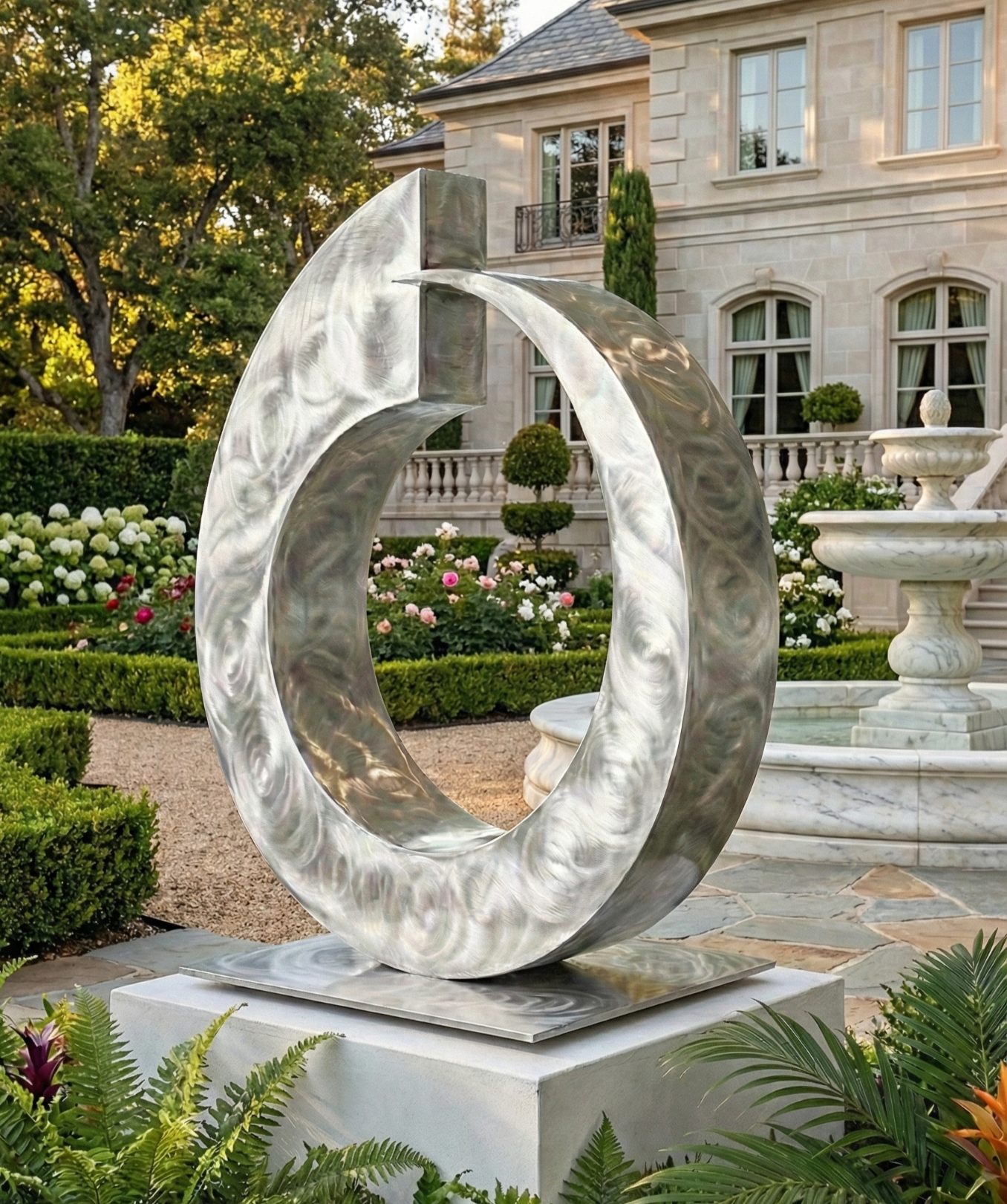 Modern Abstract Metal Loop Sculpture titled Juggernaut