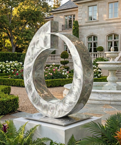 Modern Abstract Metal Loop Sculpture titled Juggernaut