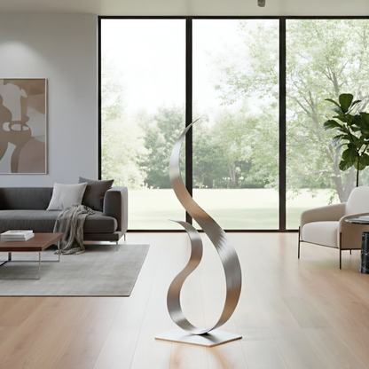 Silver Metal Sculpture:Modern Decor Titled Equilibrium