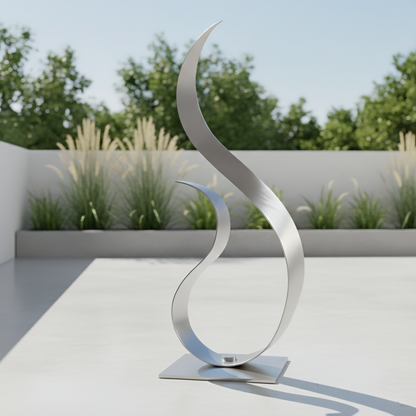 Silver Metal Sculpture:Modern Decor Titled Equilibrium