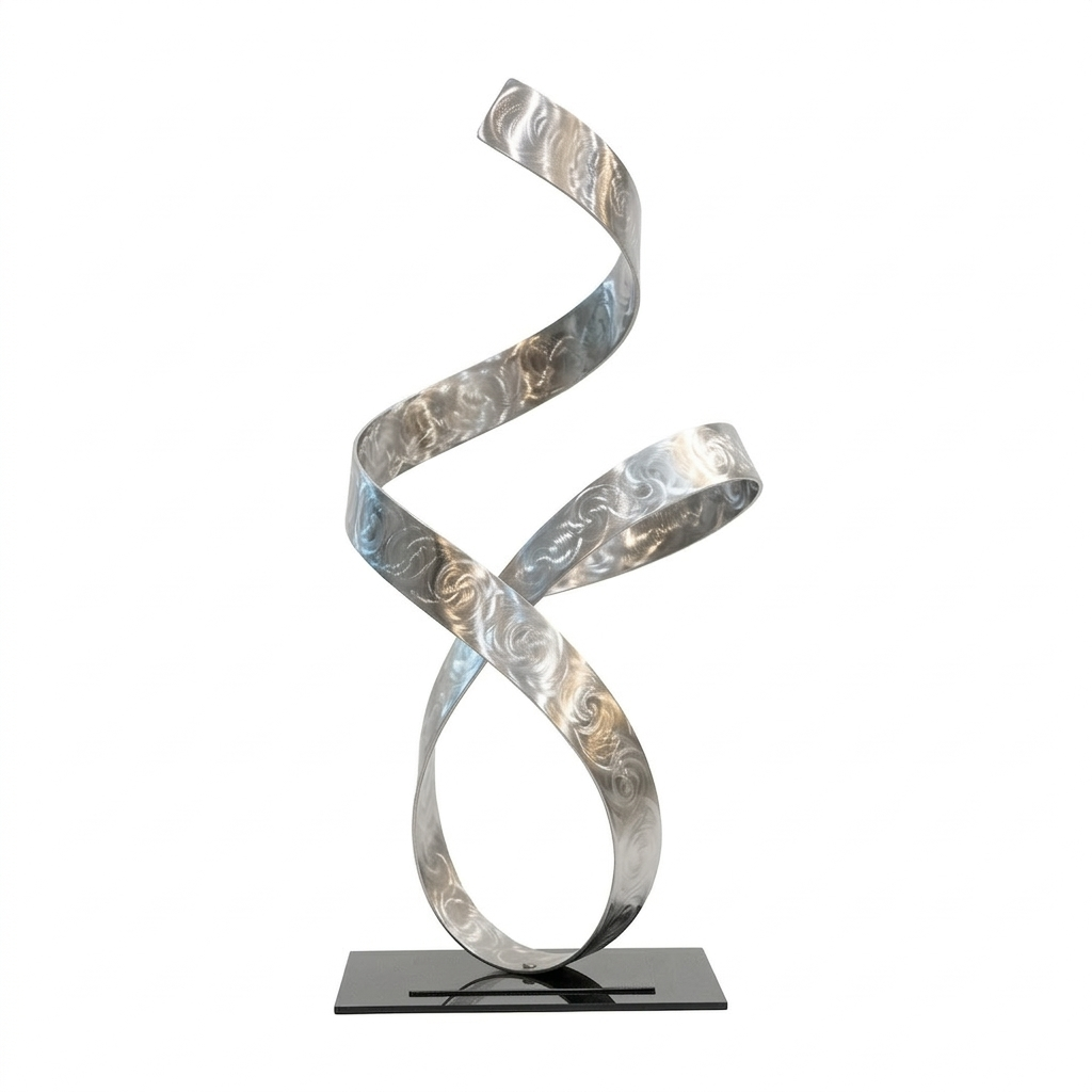 Abstract Metal Ribbon Sculpture Titled Emotion