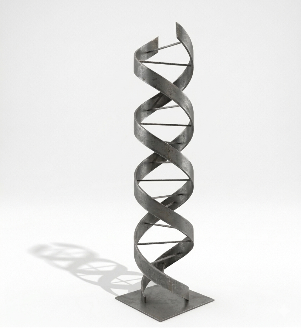 Rustic Metal Sculpture: Patina Artwork Titled Helixium