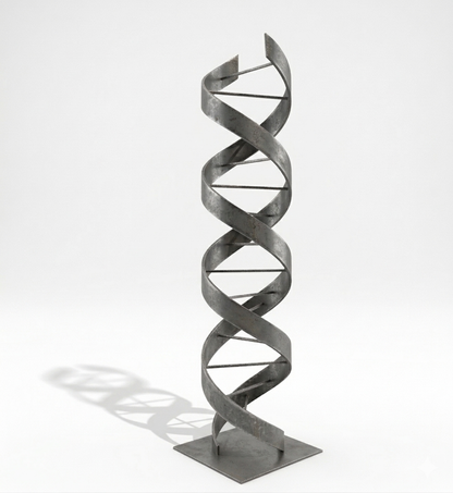 Rustic Metal Sculpture: Patina Artwork Titled Helixium